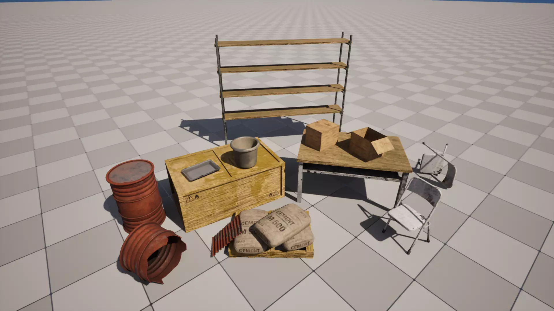 Post Apocalyptic Objects Low-poly 3D model