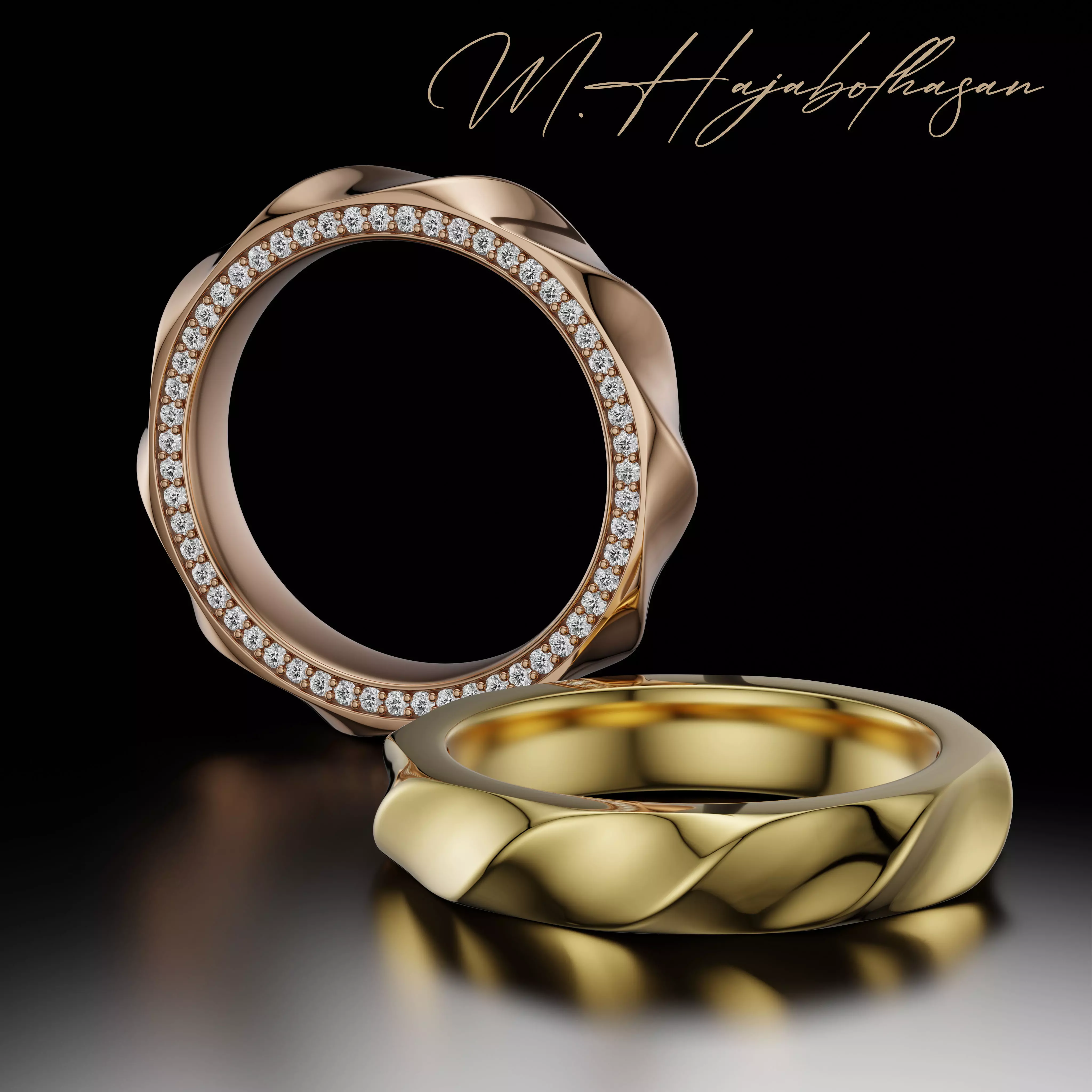 Twist Infinity Diamond Ring - Luxury Gold Band 3D print model
