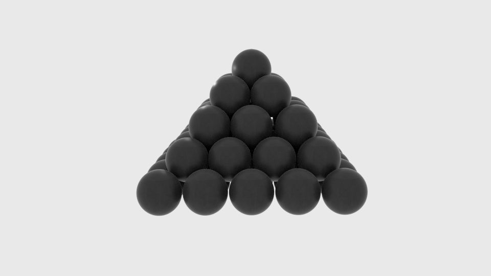 Cannonball pyramid of balls Low-poly 3D model_1