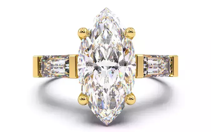 Marquise Diamond Trio Solitaire Ring 3D print model 3D print model