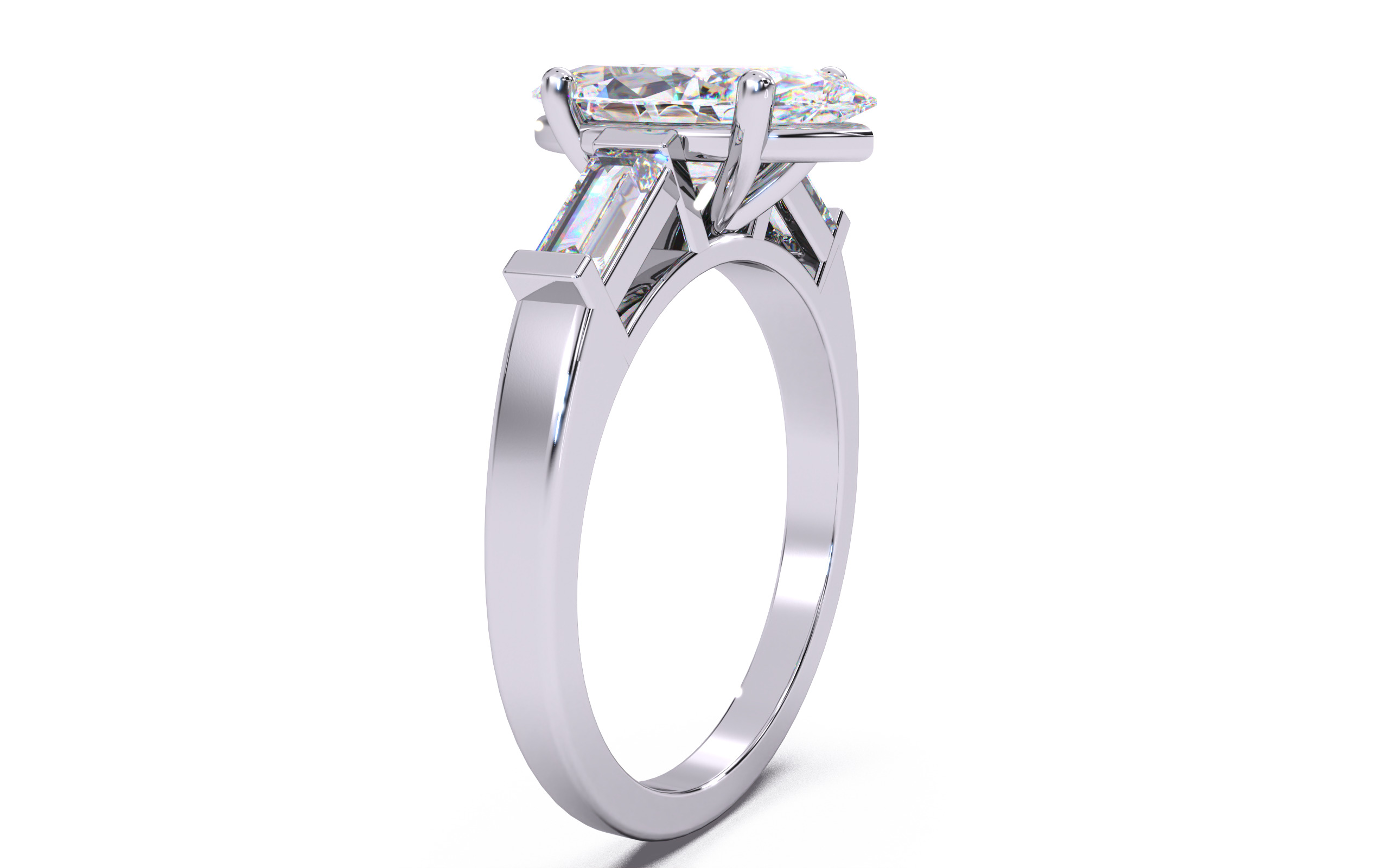 Marquise Diamond Trio Solitaire Ring 3D print model 3D print model_14