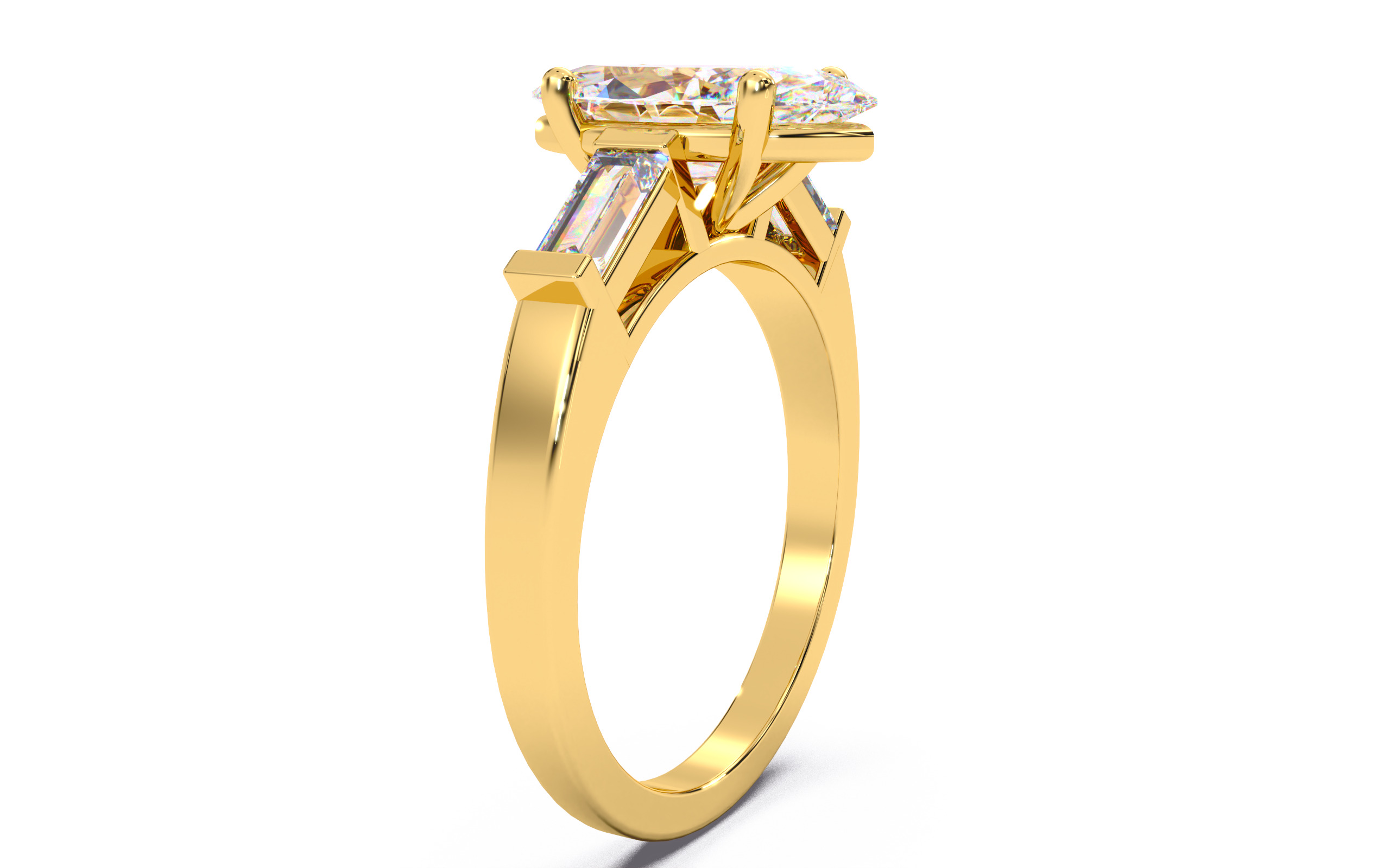 Marquise Diamond Trio Solitaire Ring 3D print model 3D print model_11