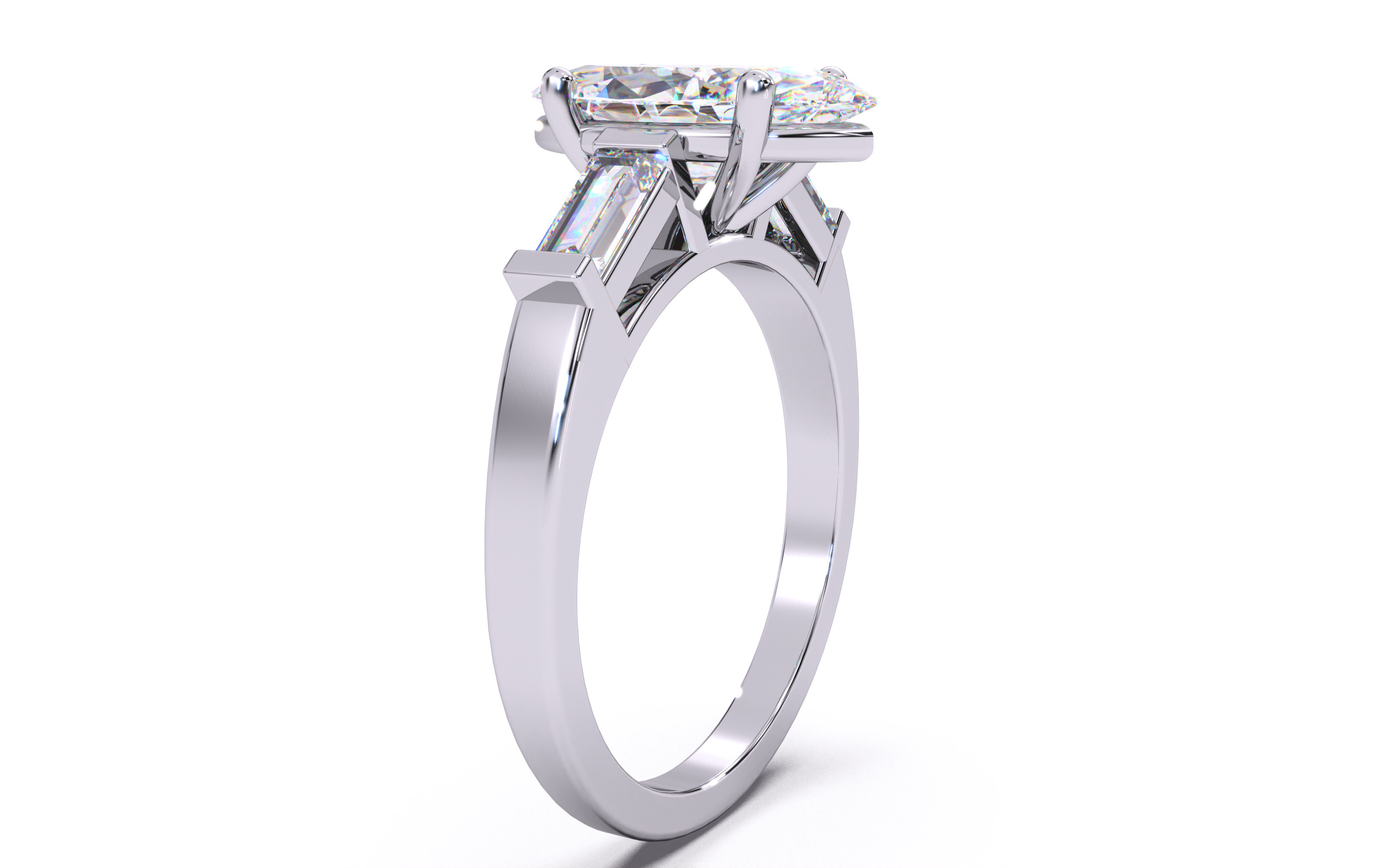 Marquise Diamond Trio Solitaire Ring 3D print model 3D print model_12