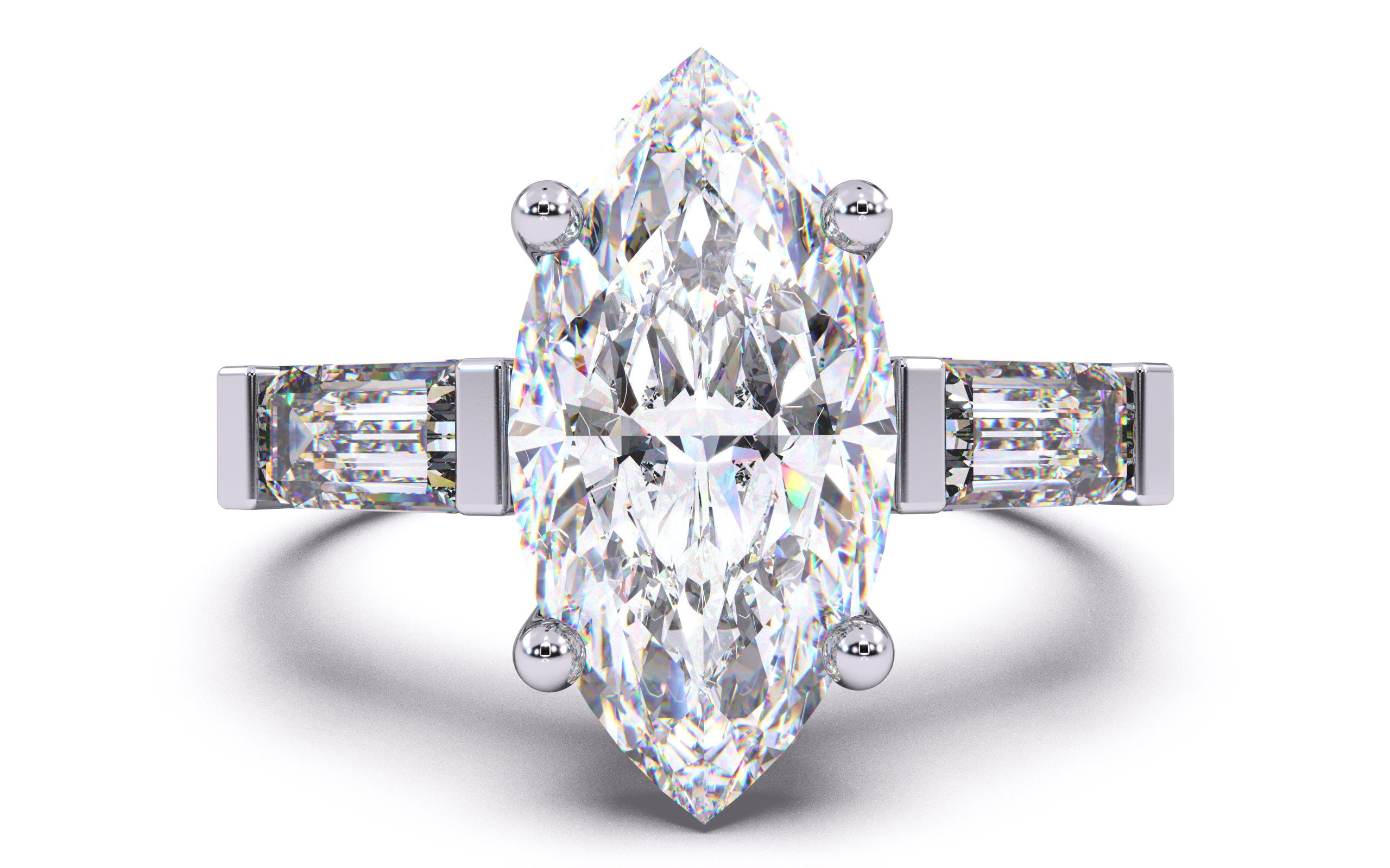Marquise Diamond Trio Solitaire Ring 3D print model 3D print model_3