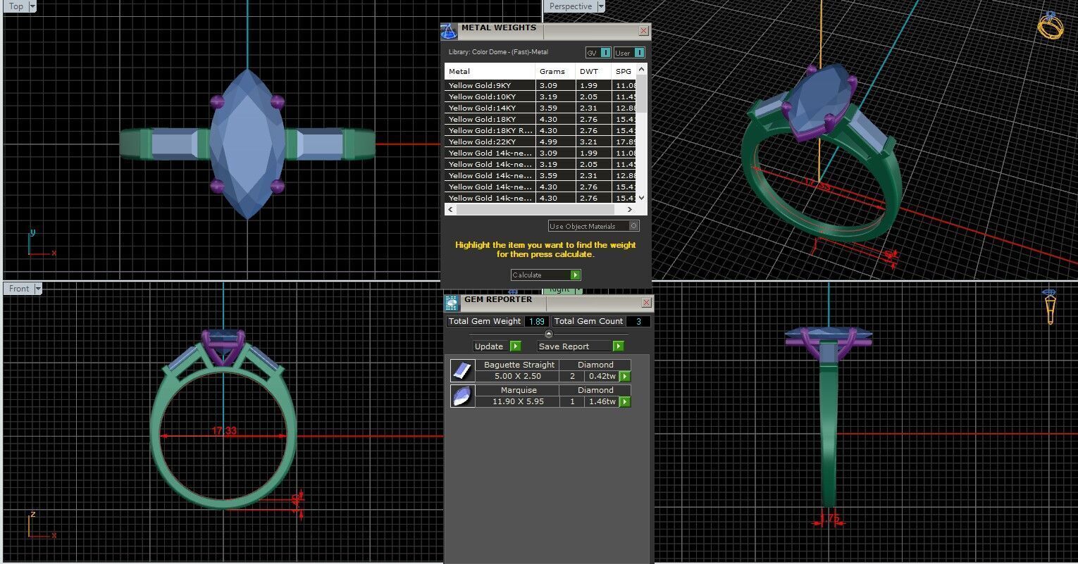 Marquise Diamond Trio Solitaire Ring 3D print model 3D print model_23