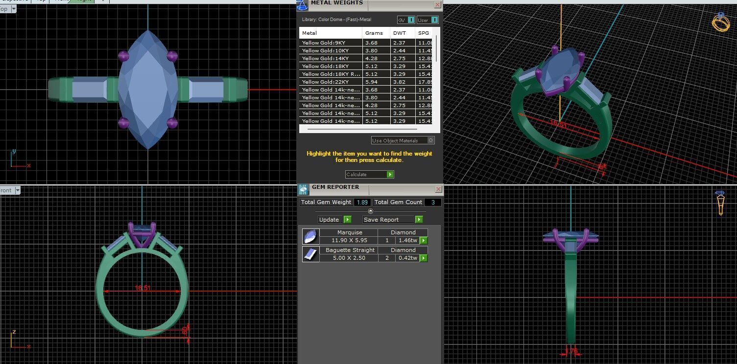 Marquise Diamond Trio Solitaire Ring 3D print model 3D print model_1