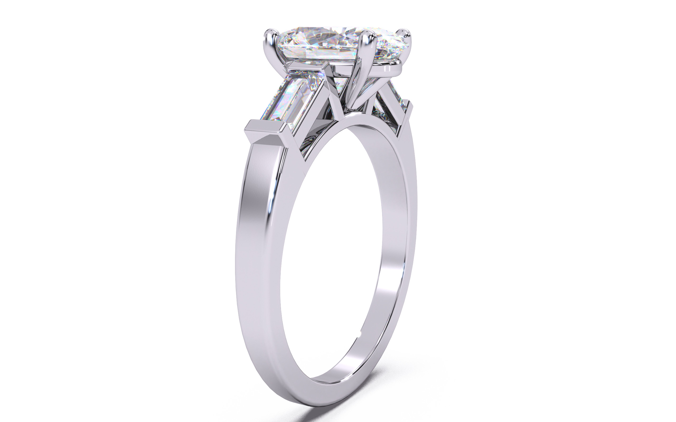Oval Diamond Trio Solitaire Ring 3D print model 3D print model_15