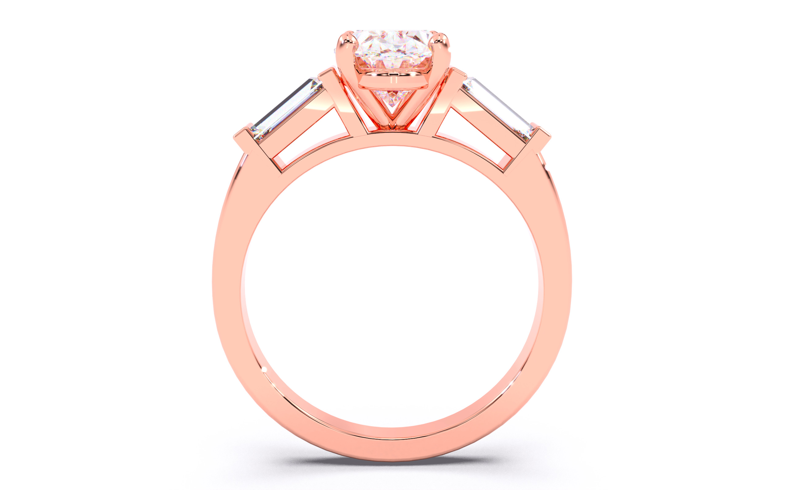 Oval Diamond Trio Solitaire Ring 3D print model 3D print model_3
