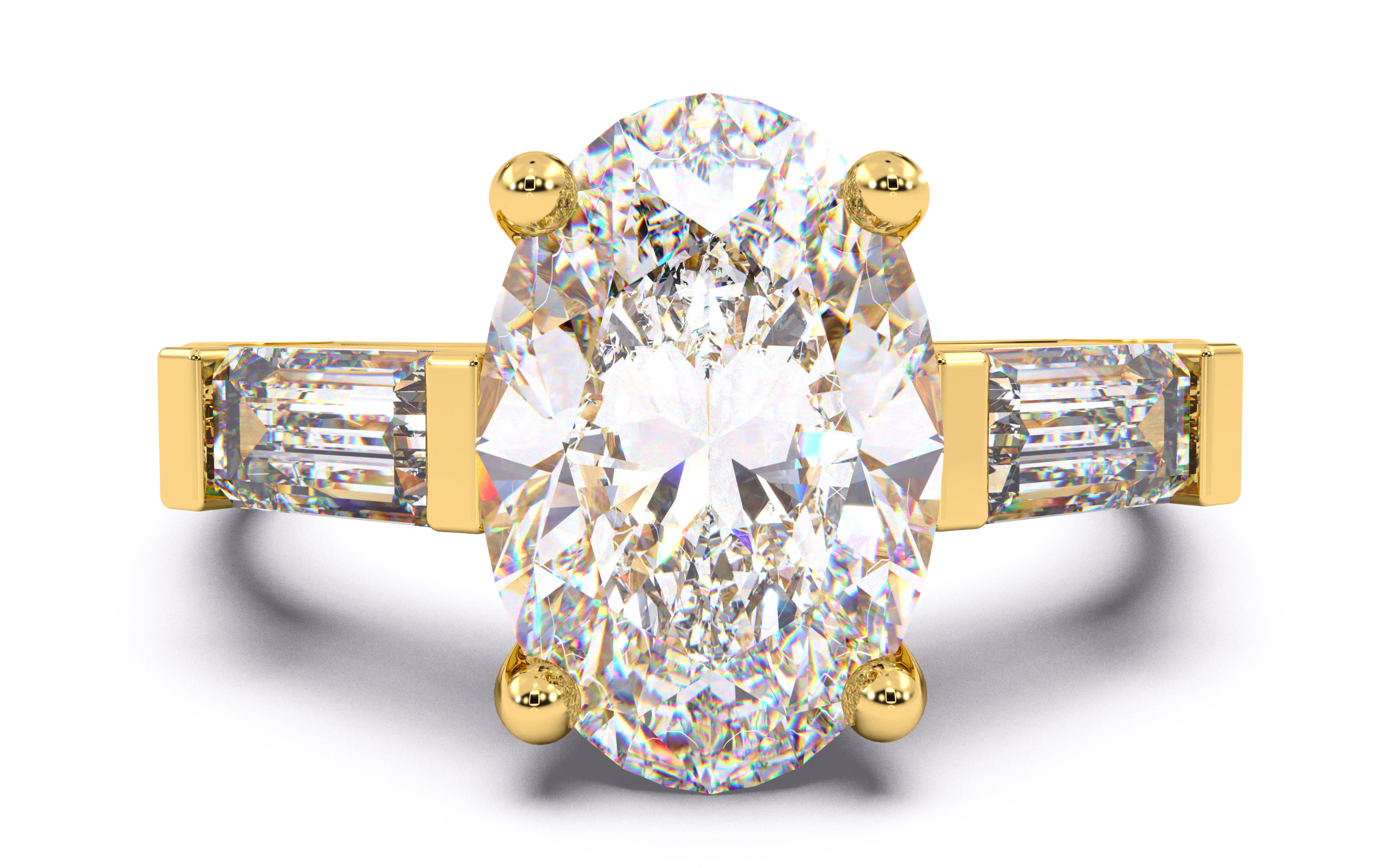 Oval Diamond Trio Solitaire Ring 3D print model 3D print model_20