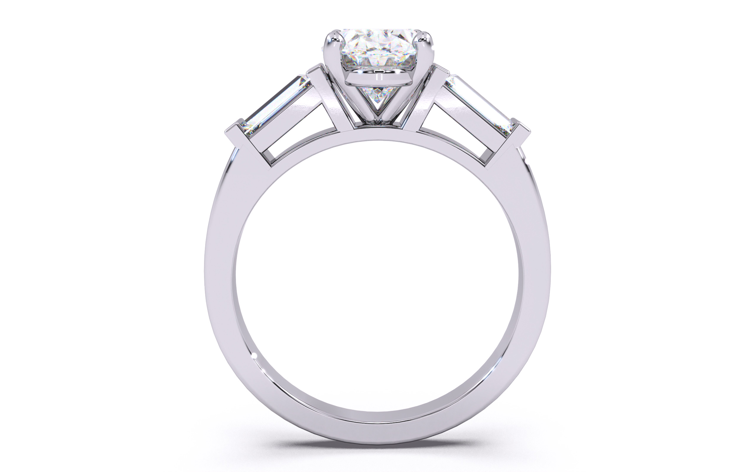 Oval Diamond Trio Solitaire Ring 3D print model 3D print model_24