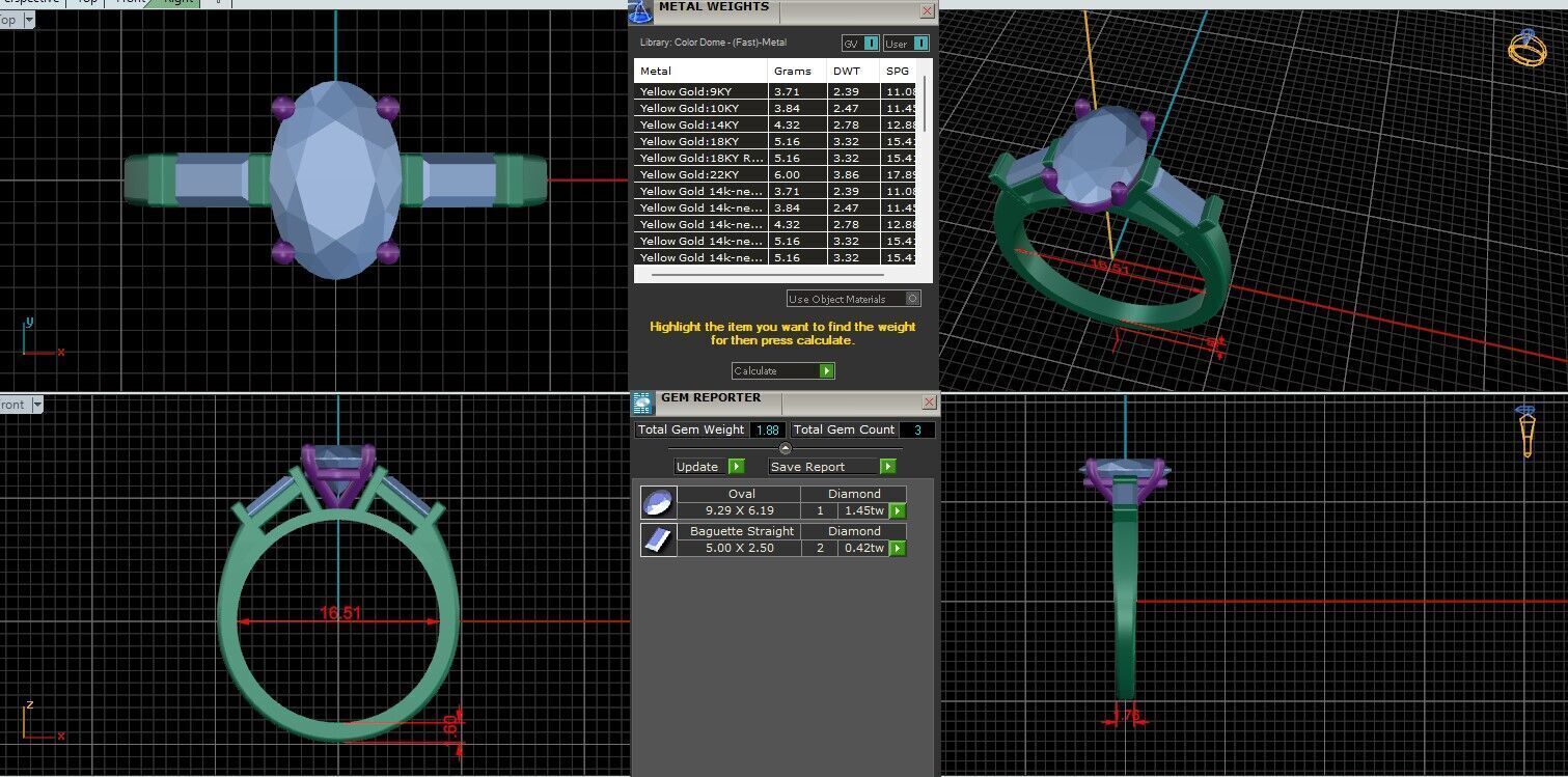 Oval Diamond Trio Solitaire Ring 3D print model 3D print model_1