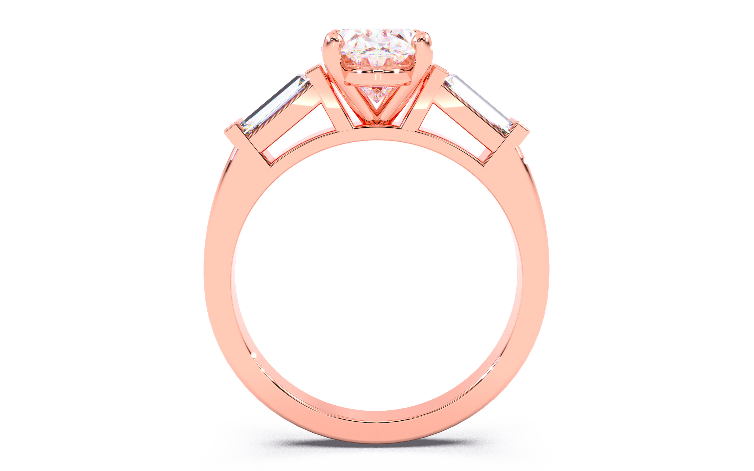 Oval Diamond Trio Solitaire Ring 3D print model 3D print model_4