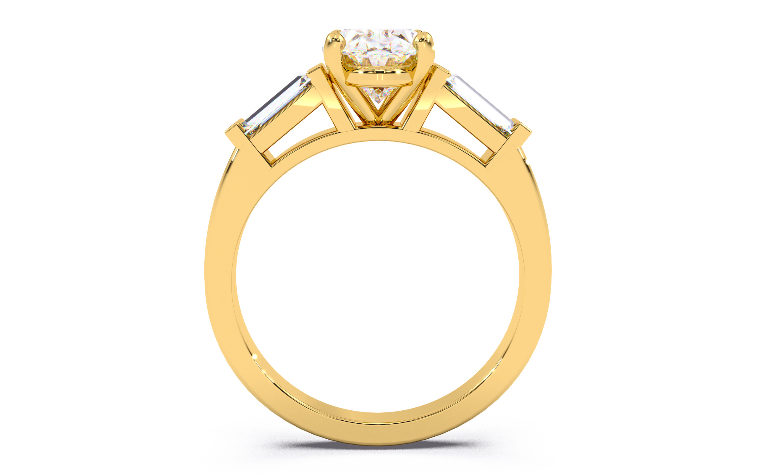 Oval Diamond Trio Solitaire Ring 3D print model 3D print model_23