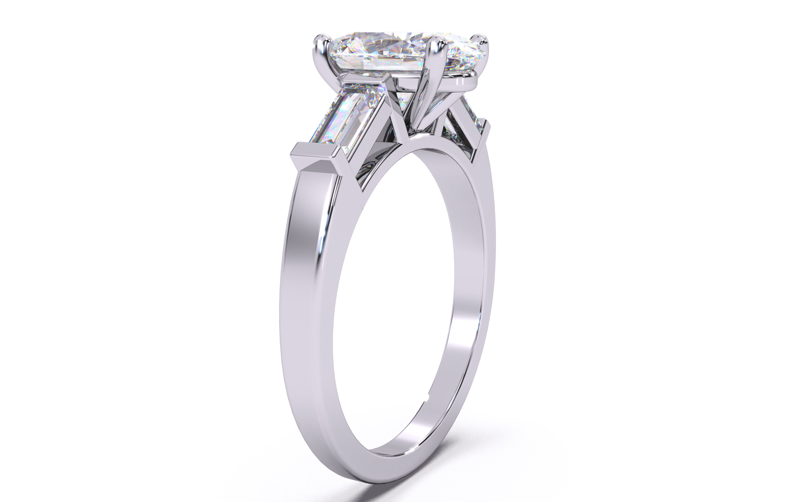 Oval Diamond Trio Solitaire Ring 3D print model 3D print model_14
