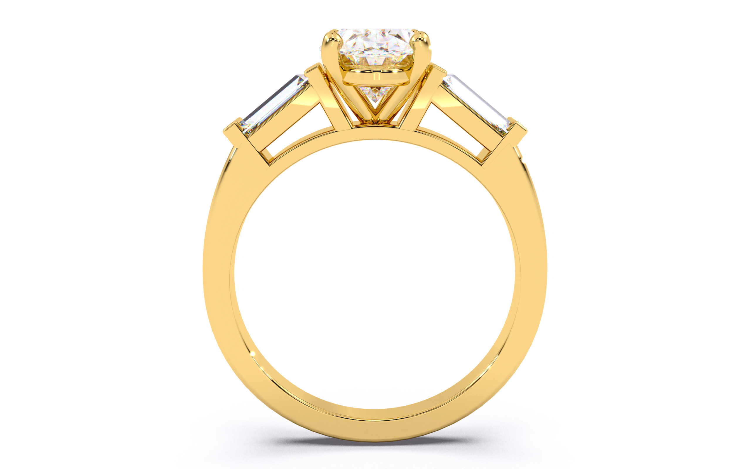 Oval Diamond Trio Solitaire Ring 3D print model 3D print model_22