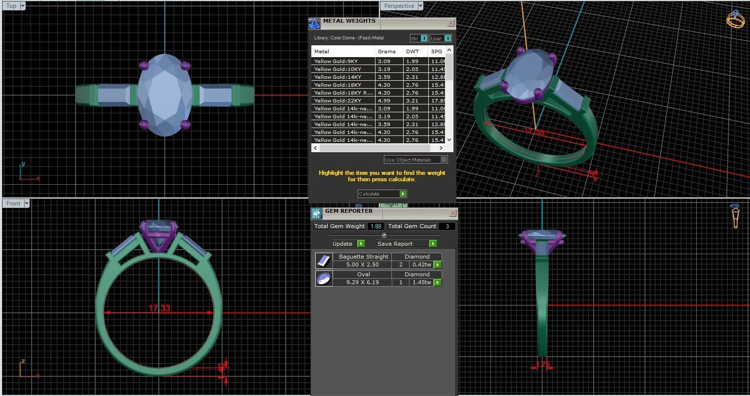 Oval Diamond Trio Solitaire Ring 3D print model 3D print model_25