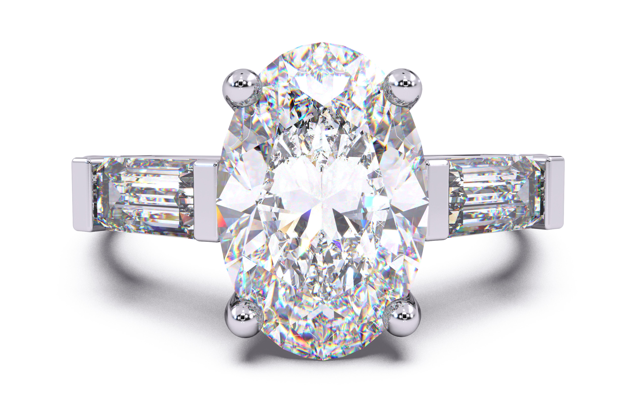 Oval Diamond Trio Solitaire Ring 3D print model 3D print model_19