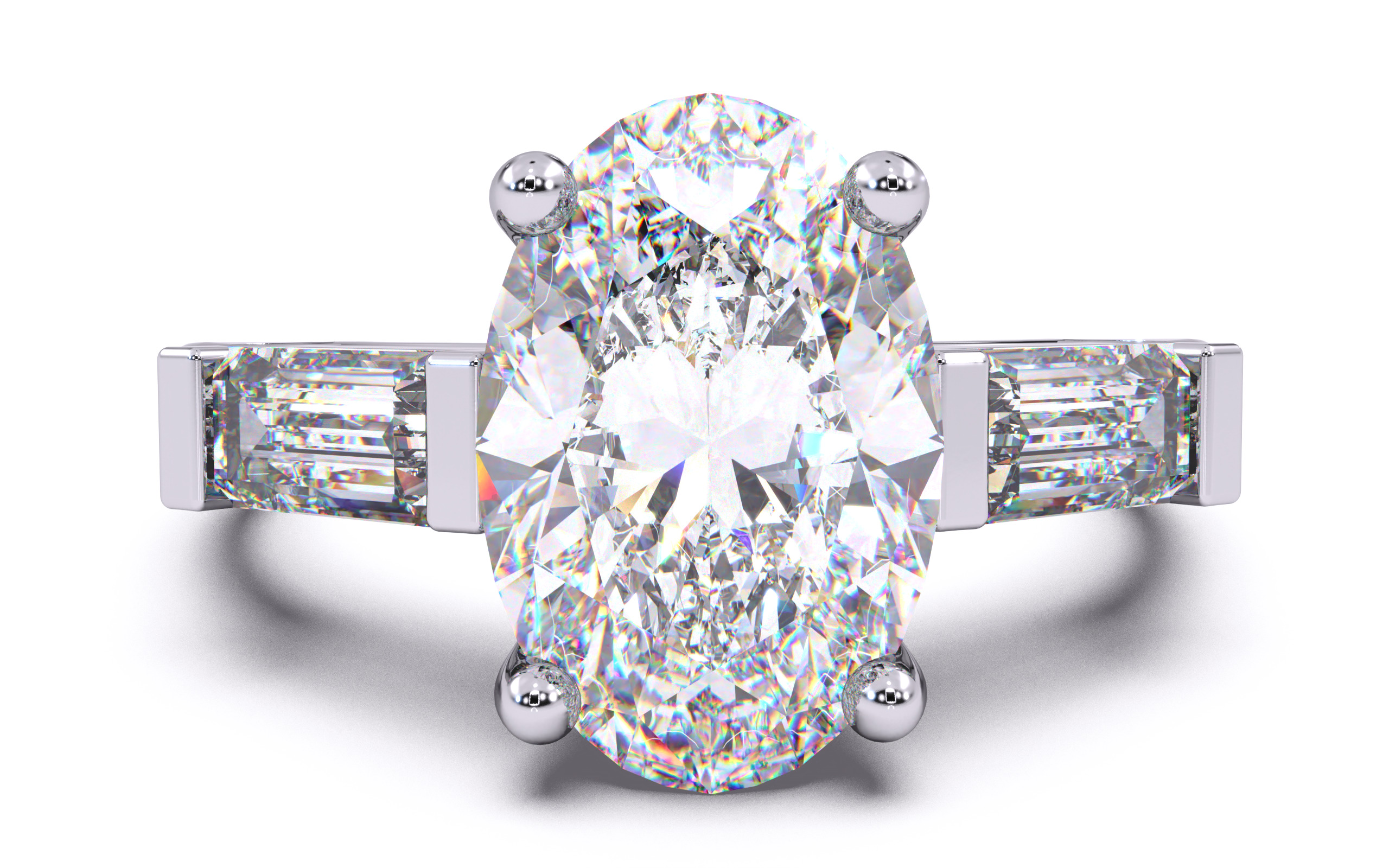 Oval Diamond Trio Solitaire Ring 3D print model 3D print model_18