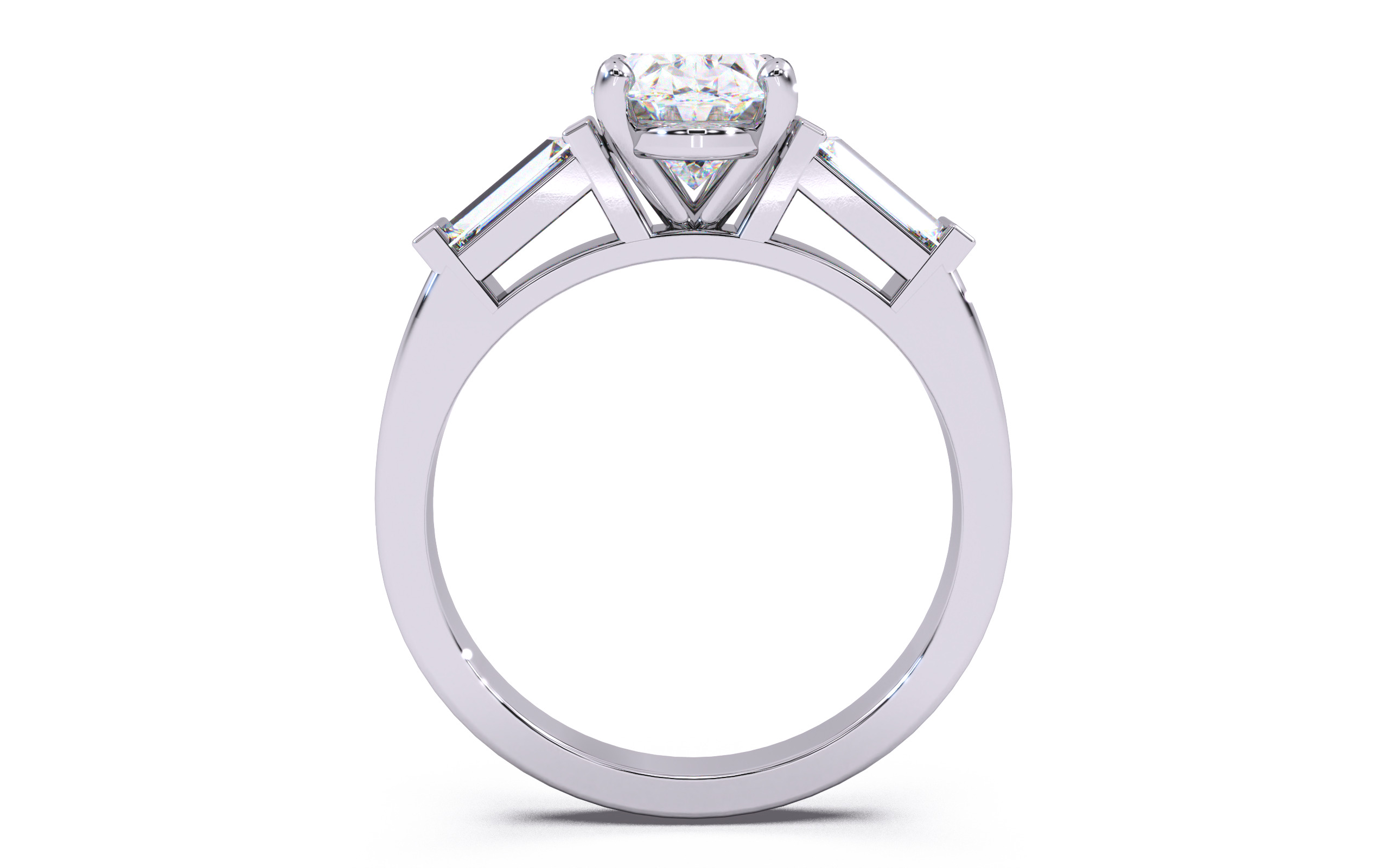 Oval Diamond Trio Solitaire Ring 3D print model 3D print model_2