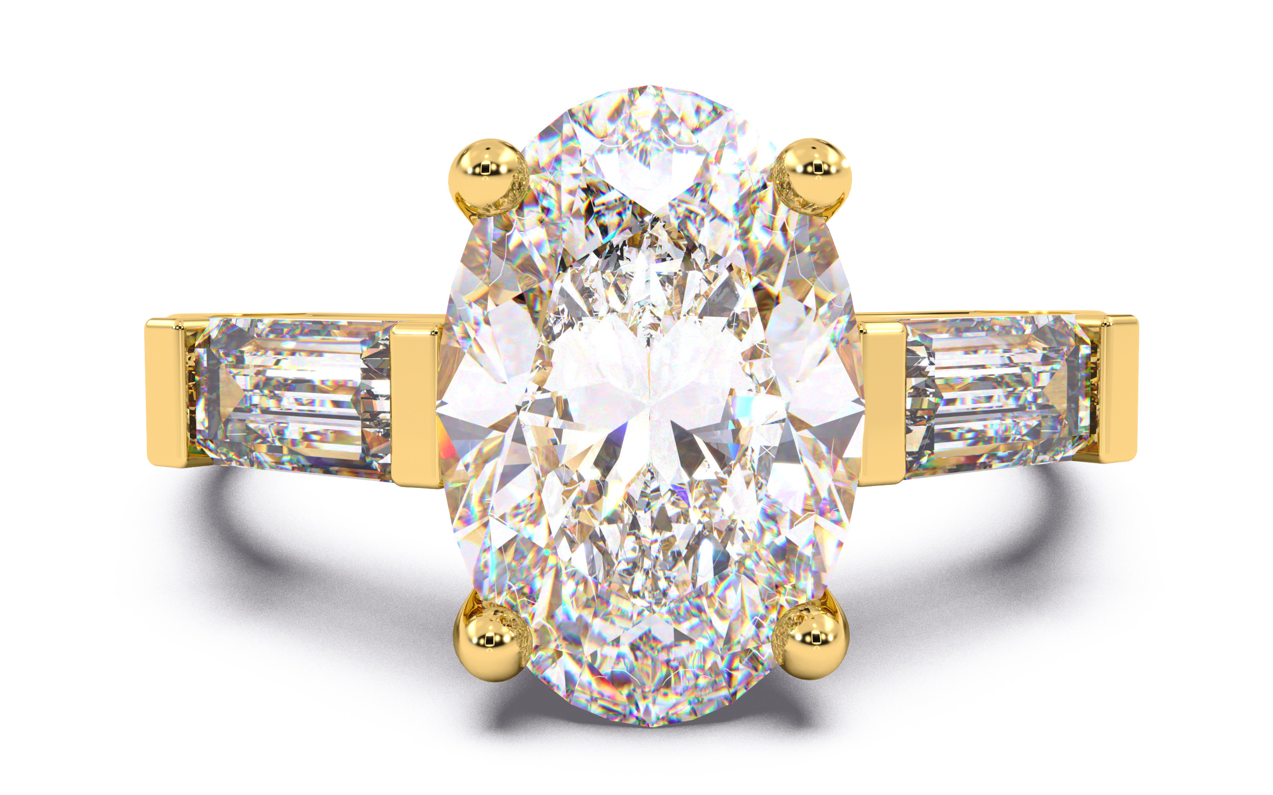 Oval Diamond Trio Solitaire Ring 3D print model 3D print model_21