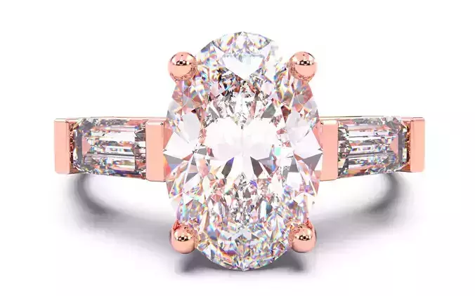 Oval Diamond Trio Solitaire Ring 3D print model 3D print model