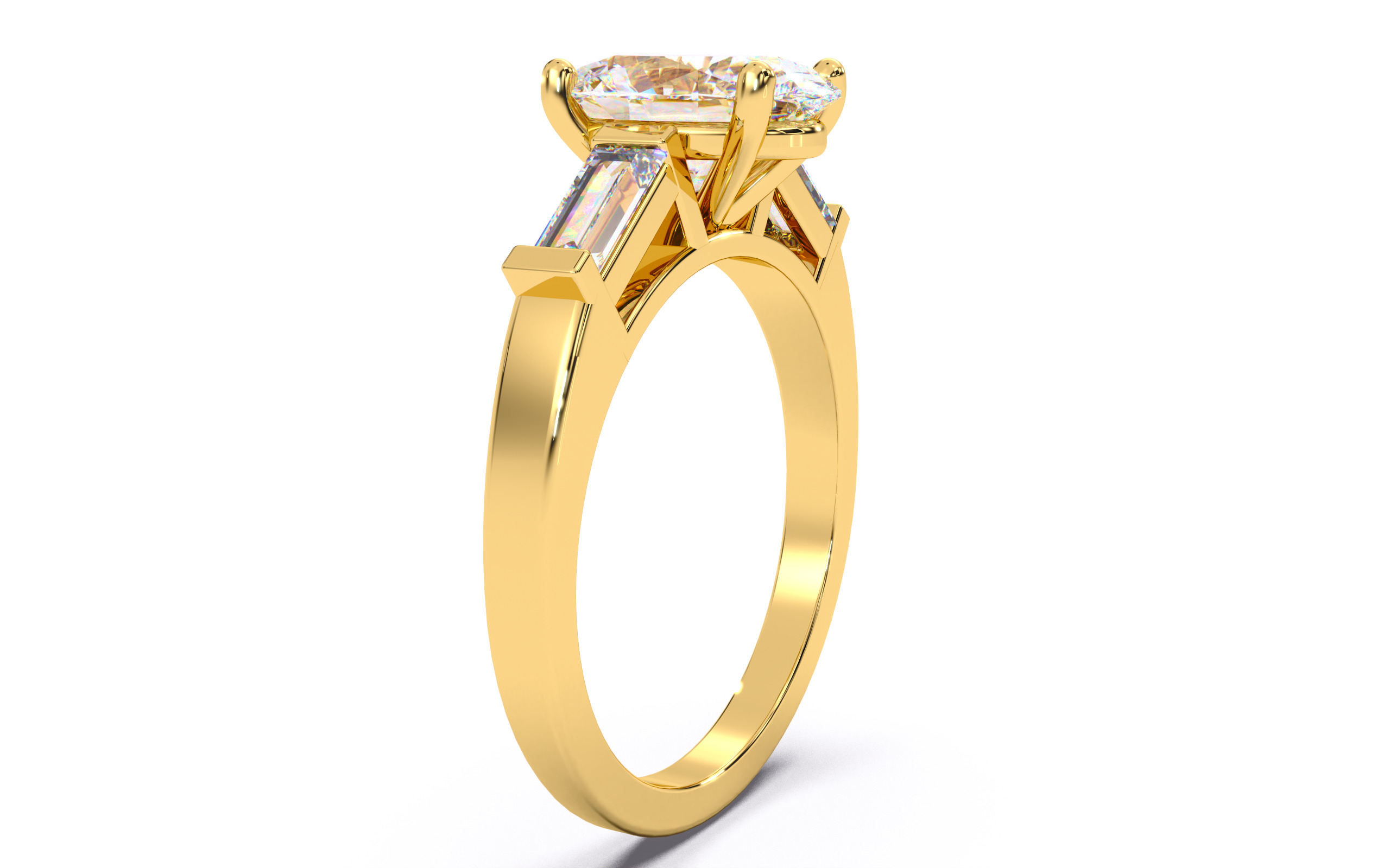 Oval Diamond Trio Solitaire Ring 3D print model 3D print model_12