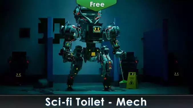 Sci-Fi Toilet Mech Free low-poly 3D model