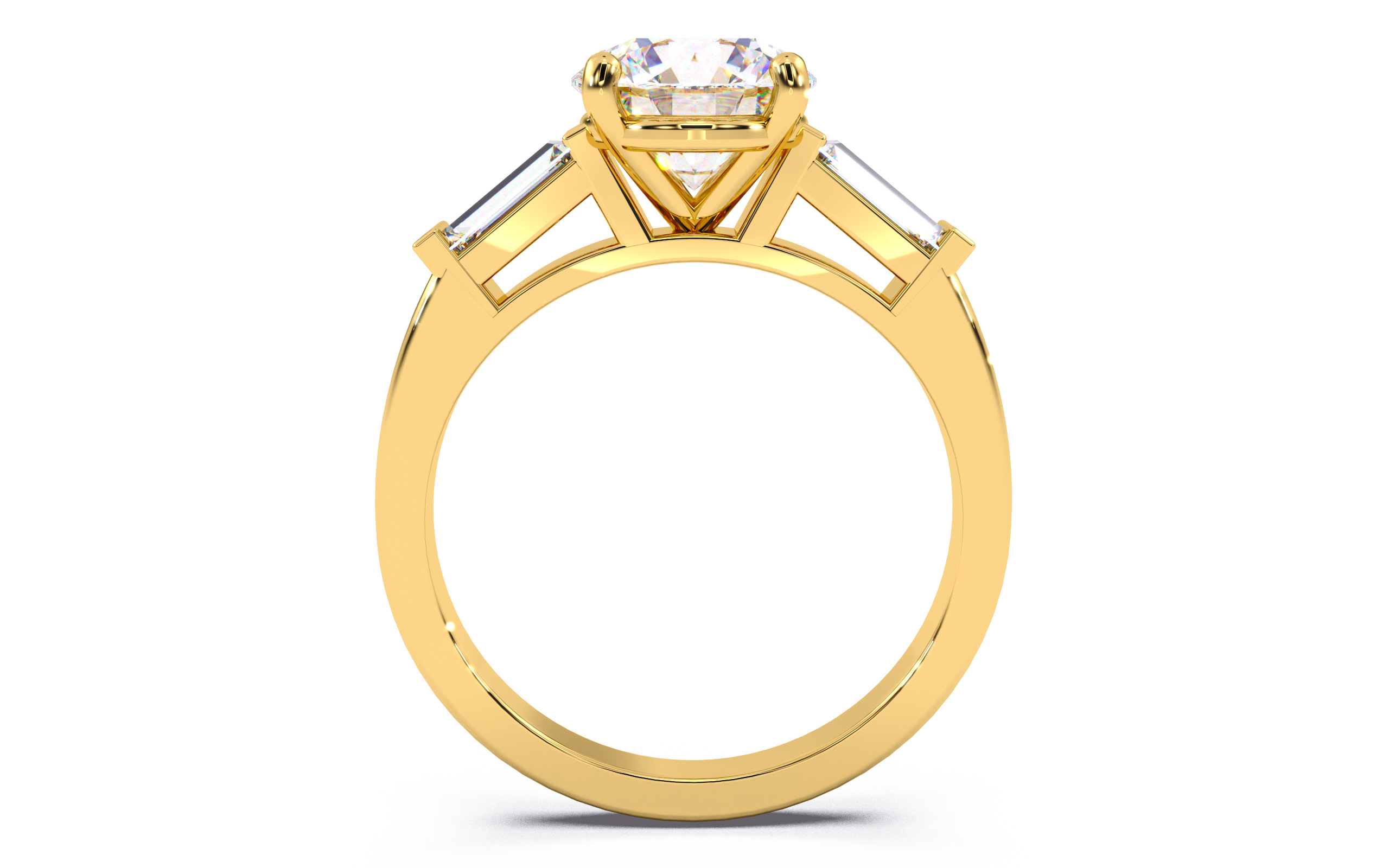 Round Diamond Trio Solitaire Ring 3D print model 3D print model_23