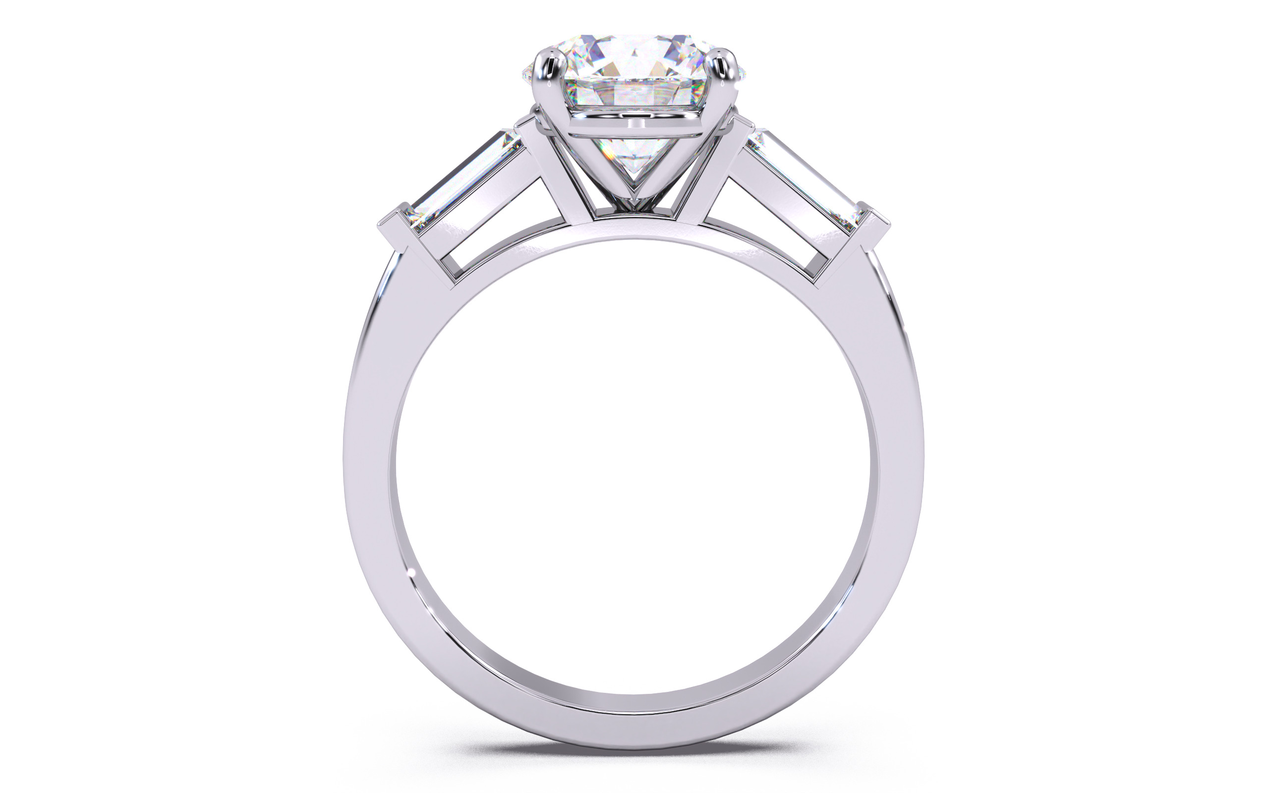Round Diamond Trio Solitaire Ring 3D print model 3D print model_2