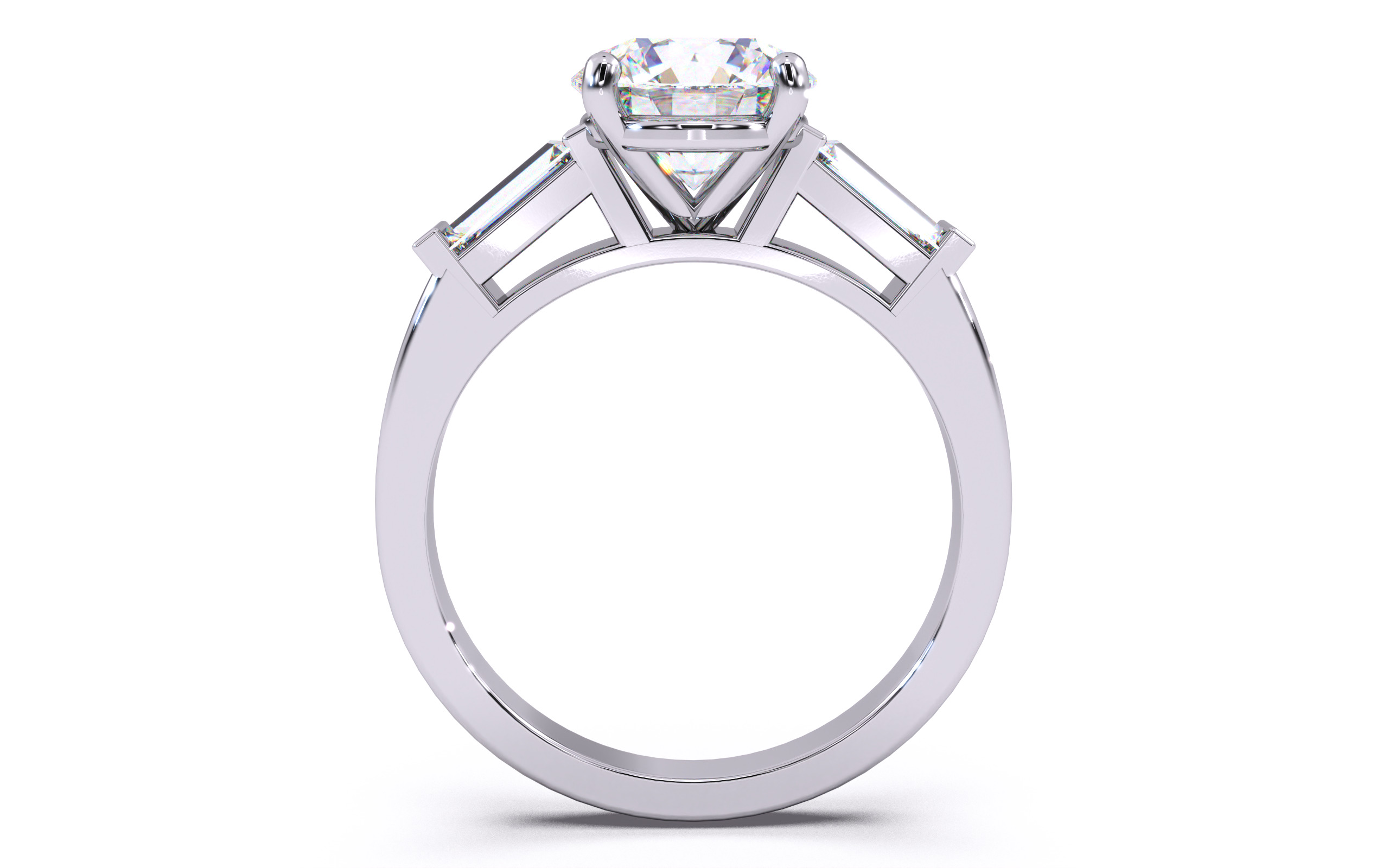Round Diamond Trio Solitaire Ring 3D print model 3D print model_24