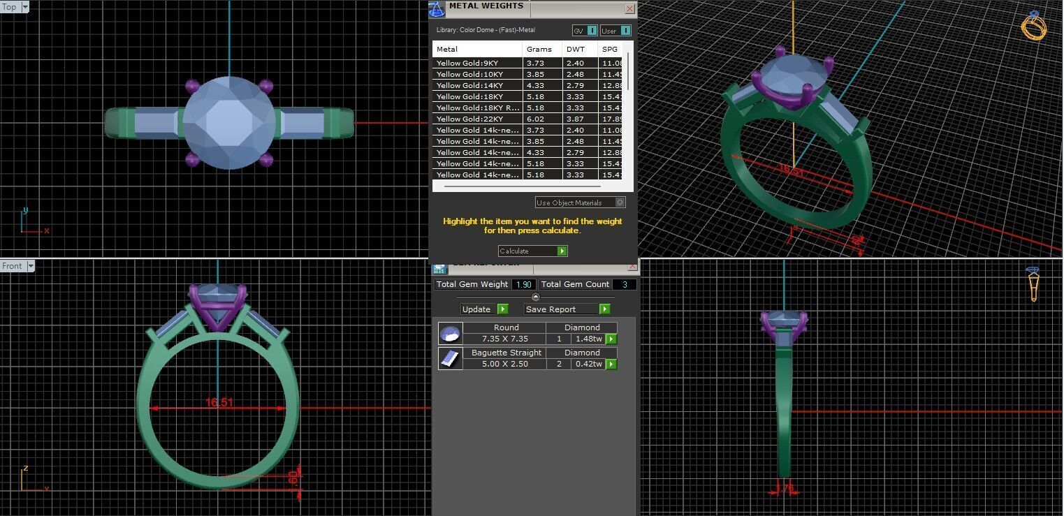 Round Diamond Trio Solitaire Ring 3D print model 3D print model_1