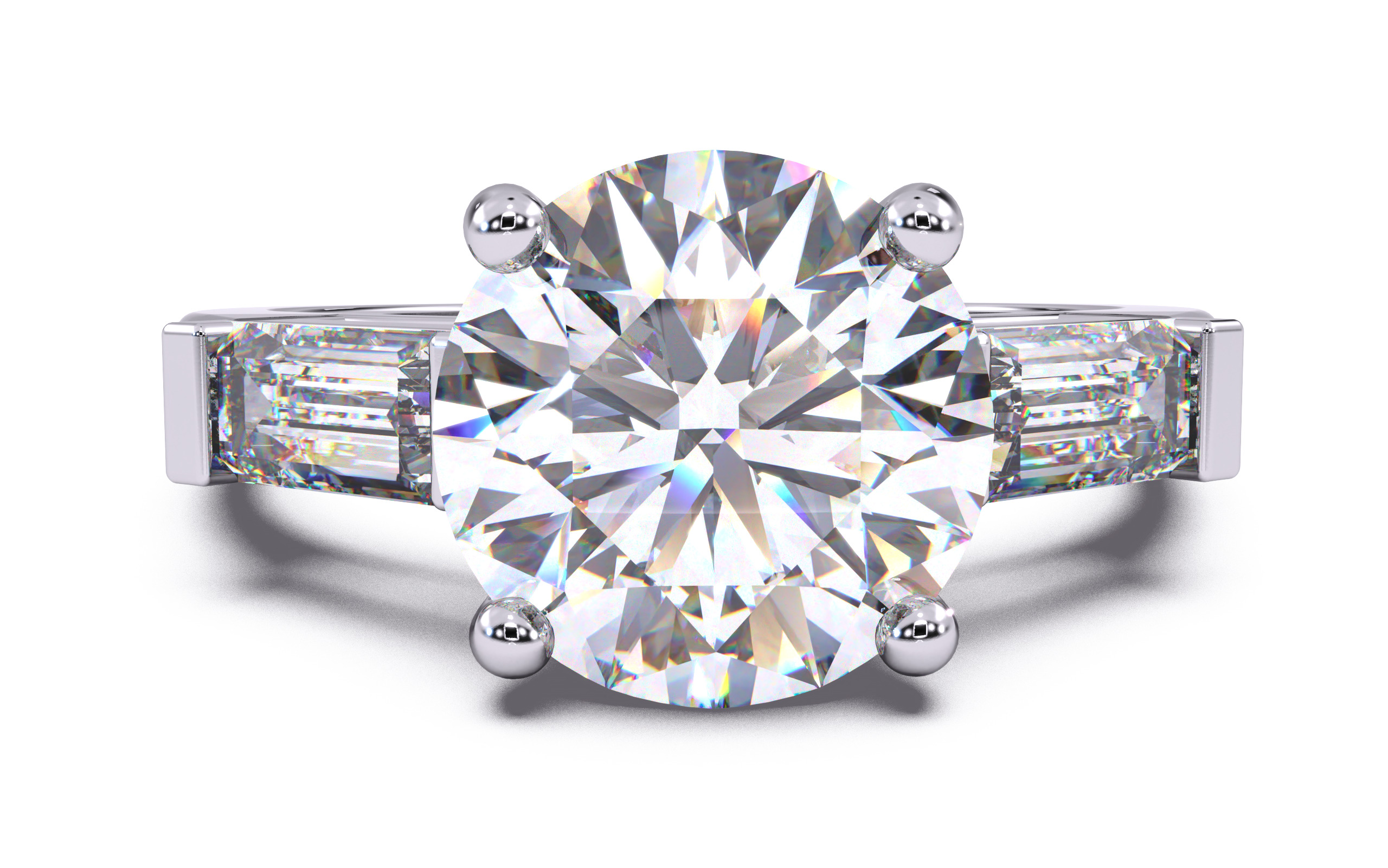 Round Diamond Trio Solitaire Ring 3D print model 3D print model_19