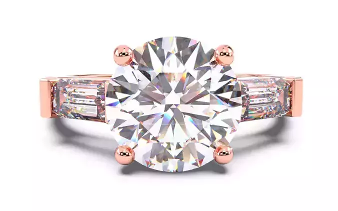 Round Diamond Trio Solitaire Ring 3D print model