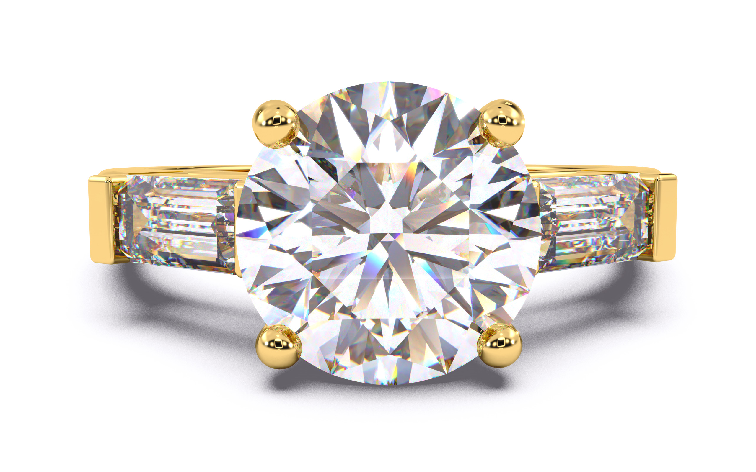 Round Diamond Trio Solitaire Ring 3D print model 3D print model_20
