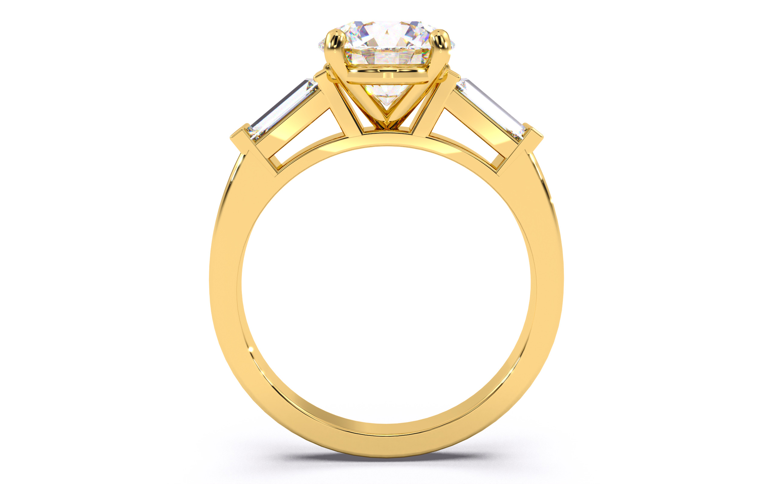 Round Diamond Trio Solitaire Ring 3D print model 3D print model_22