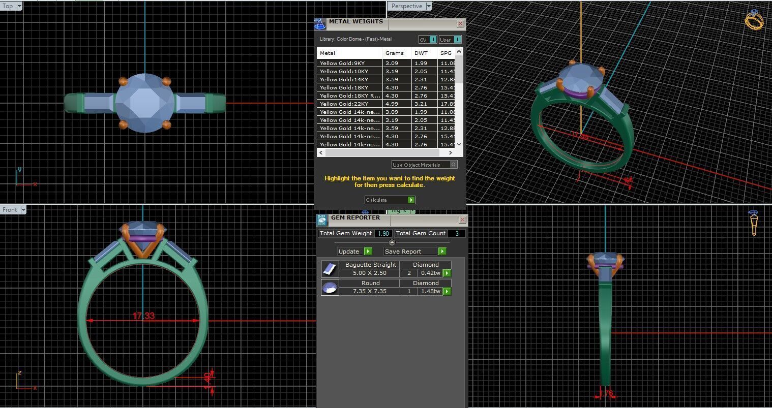 Round Diamond Trio Solitaire Ring 3D print model 3D print model_25