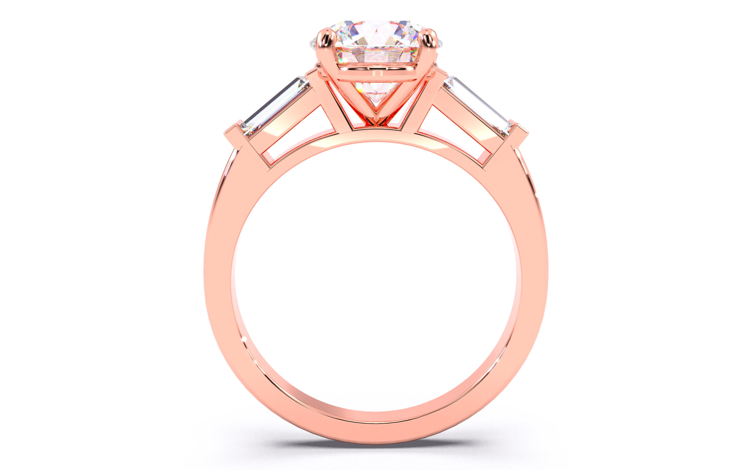 Round Diamond Trio Solitaire Ring 3D print model 3D print model_3