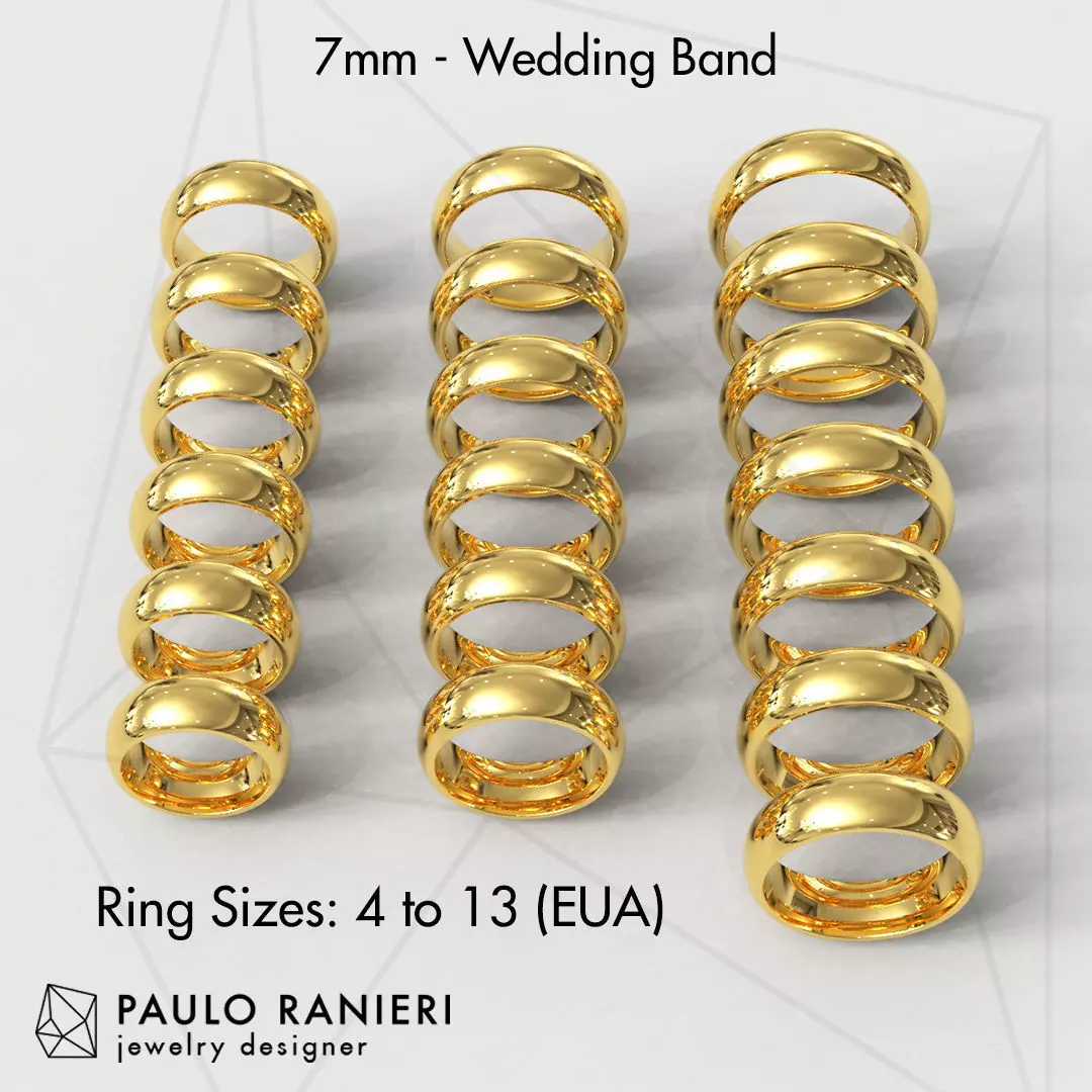7mm Clean Design Wedding Band 3D print model_0