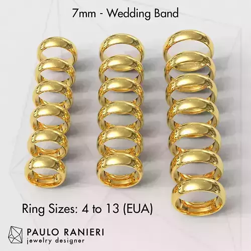 7mm Clean Design Wedding Band 3D print model