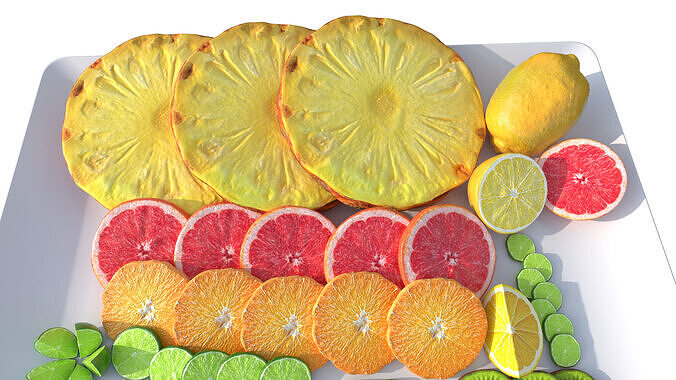 Citrus Slice Collection Low-poly 3D model 7