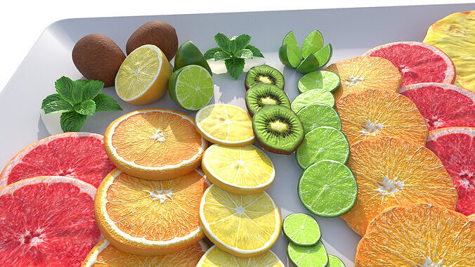 Citrus Slice Collection Low-poly 3D model 3
