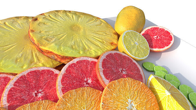 Citrus Slice Collection Low-poly 3D model 4