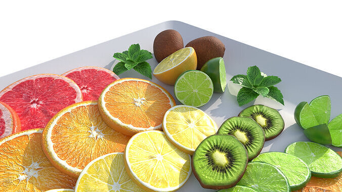 Citrus Slice Collection Low-poly 3D model 2