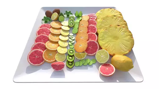  Citrus Slice Collection Low-poly 3D model