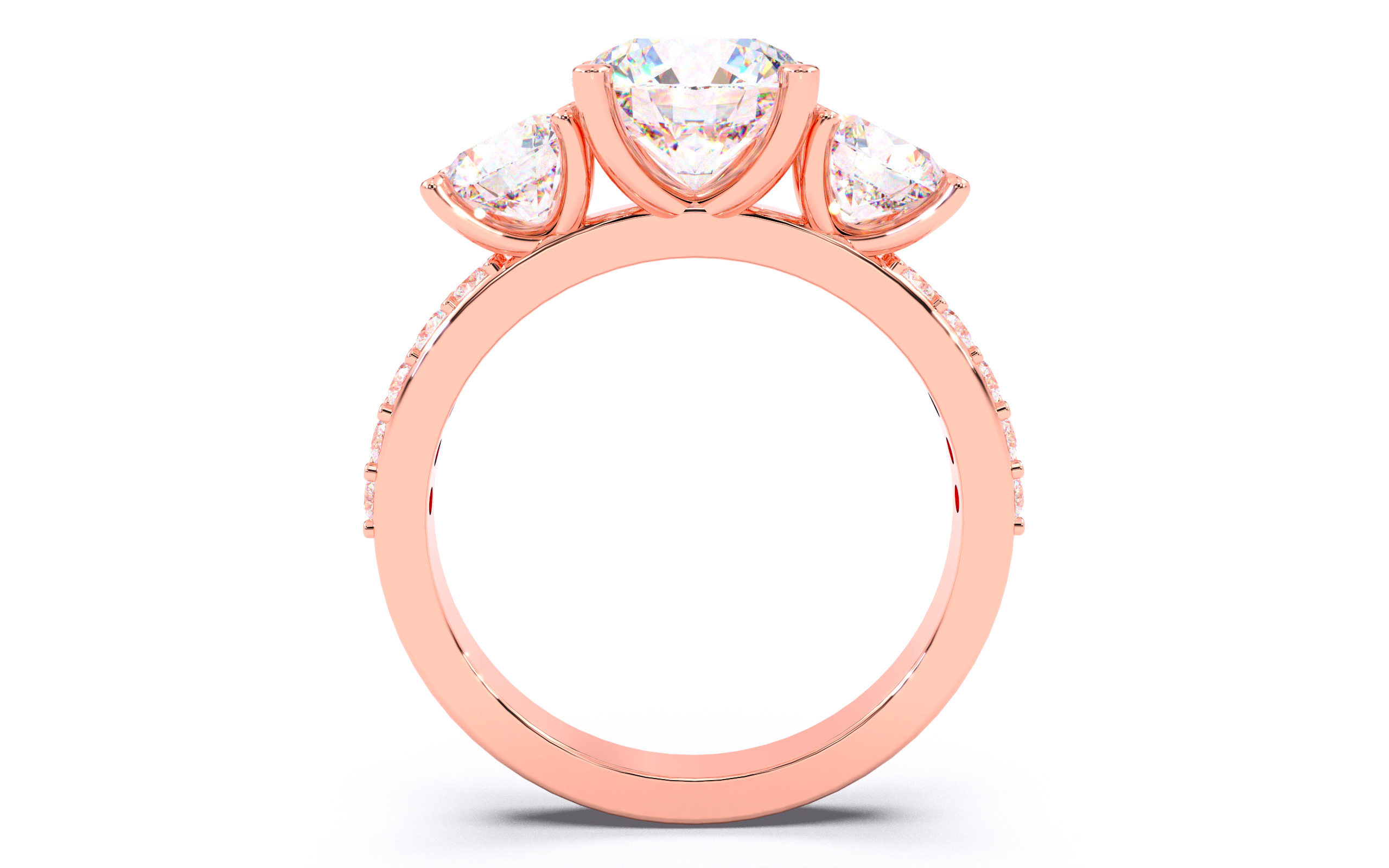 Round Diamond Trio Solitaire Ring 3D print model 3D print model_22