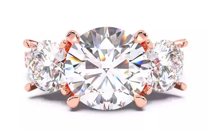 Round Diamond Trio Solitaire Ring 3D print model 3D print model