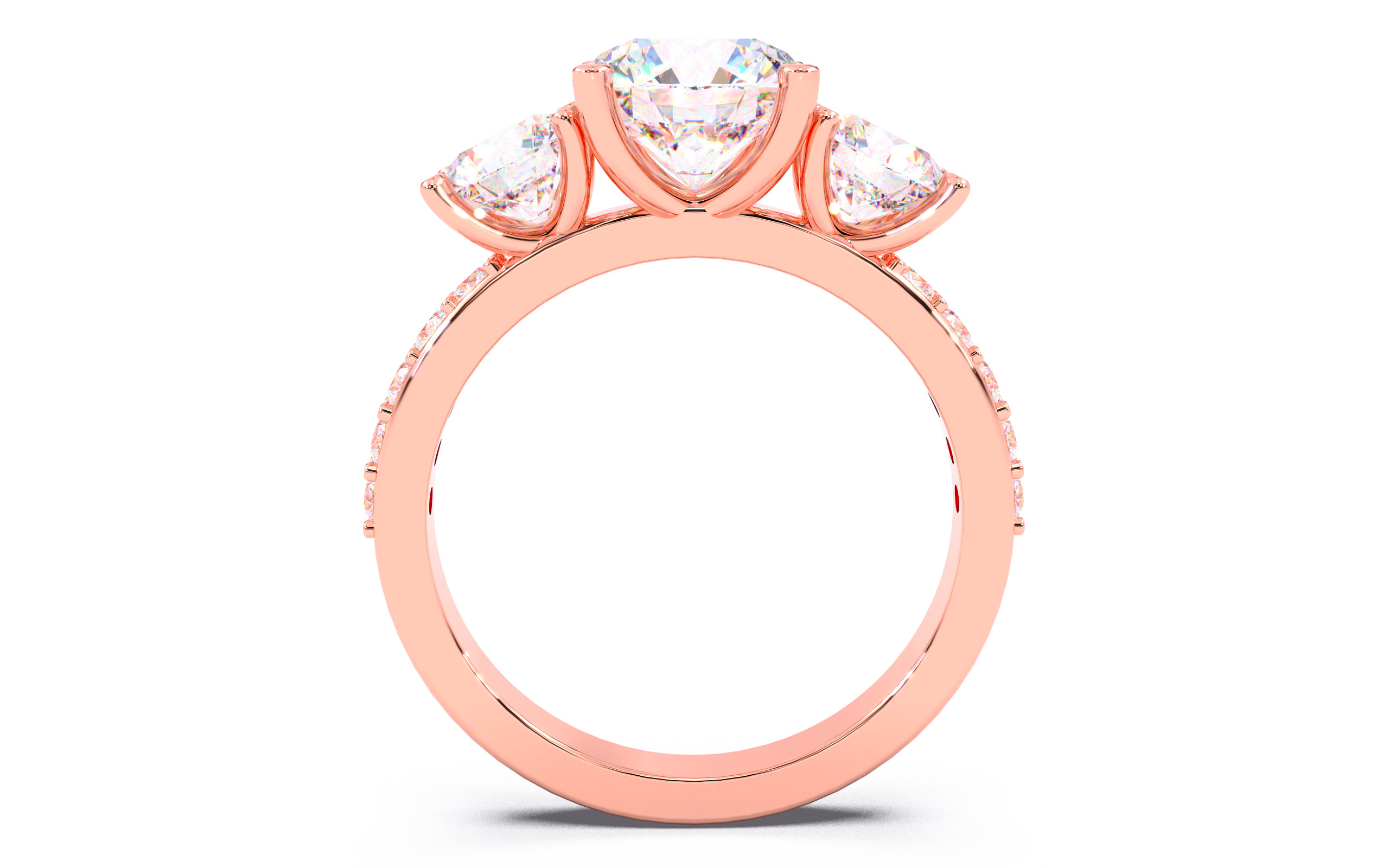 Round Diamond Trio Solitaire Ring 3D print model 3D print model_23