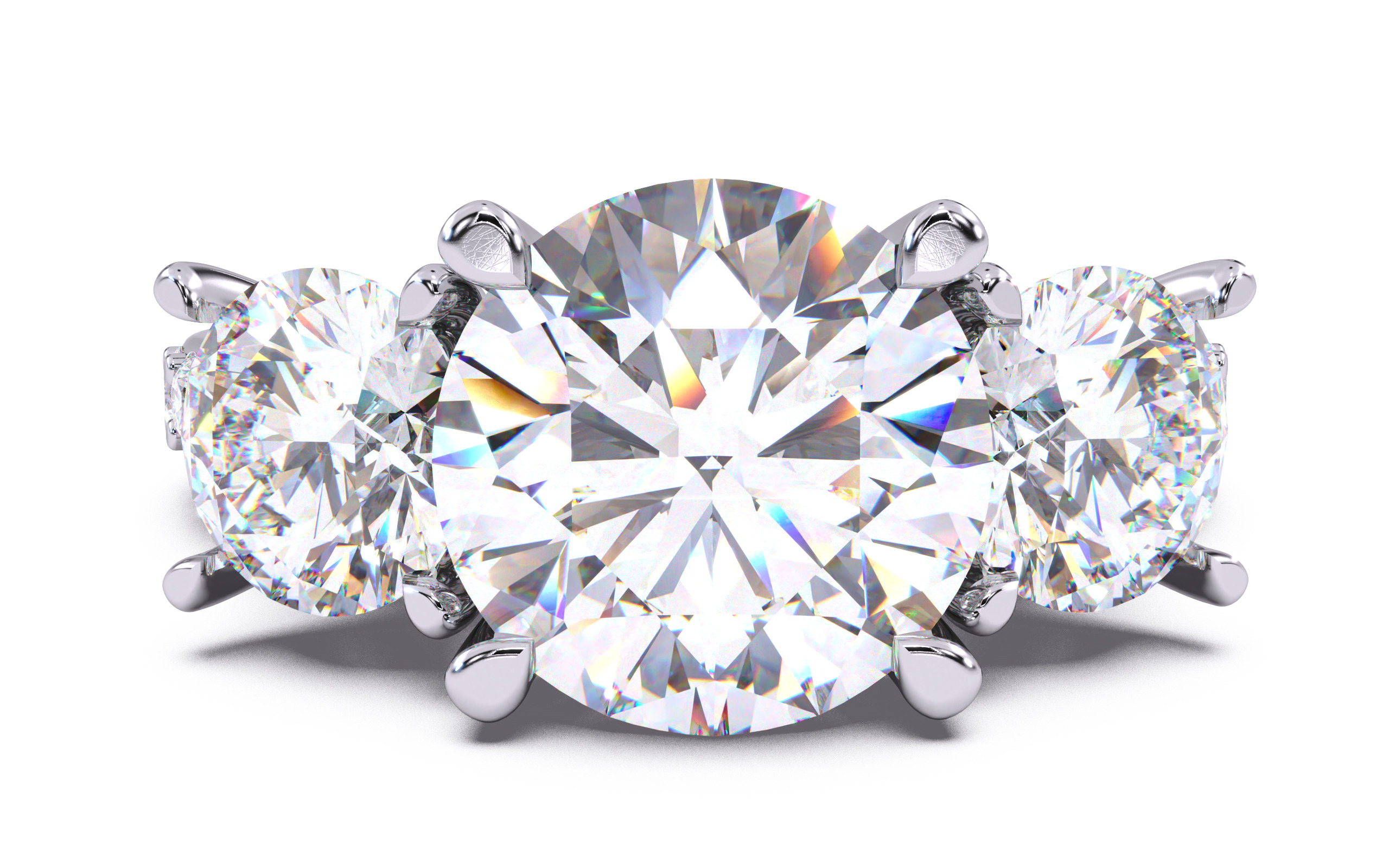 Round Diamond Trio Solitaire Ring 3D print model 3D print model_20