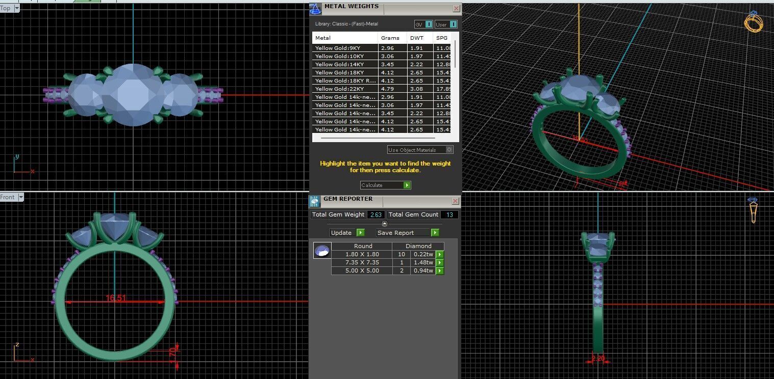 Round Diamond Trio Solitaire Ring 3D print model 3D print model_1