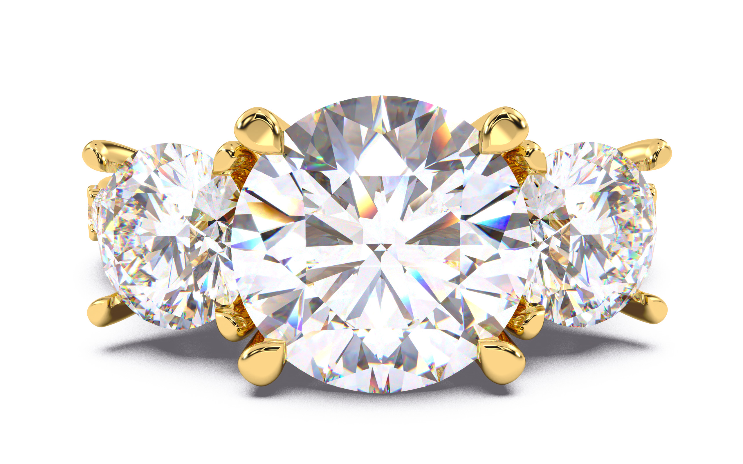 Round Diamond Trio Solitaire Ring 3D print model 3D print model_13